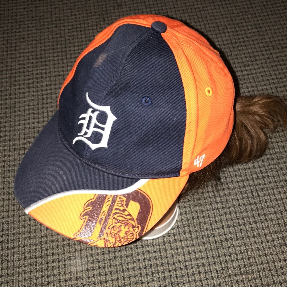 Detroit Tigers 47‎ Brand Kids Orange and Navy Ponytail Baseball Cap